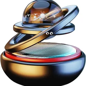 Car Air Freshener Solar Rotating Reusable Air Purifier for Car Interior Dashboard, Car Fragrance Car Interior Diffusers, Automatic Rotation Decorative Accessory + 4 Ocean Scent Refills