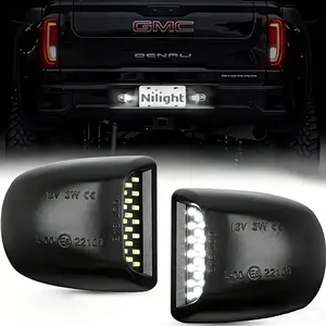 Full LED License Plate Light Tag Lamp Assembly Replacement for Chevy Silverado 1500 2500 3500 Suburban Tahoe GMC Sierra Yukon XL for Escalade, 6000K White, Pack of 2
