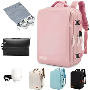 40L Carry On Backpack with Electric Pump & Detachable Compression Bag - USB Charging, Water Resistant, Bonus Shoe Bag & 17 Inch Laptop Compartment