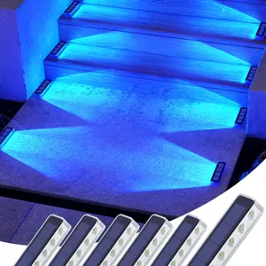Outdoor Blue LED Deck Lights, Solar Powered Waterproof IP68, Patio Pathway Staircase Lighting, Garden Decorative Lamp Set, Solar Landscape Lights, Yard Lighting, Outdoor Lights Lamps