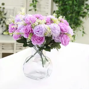 2-Pack Artificial Peony Flower Bouquet – 14" Lavender Lilac Silk Floral Arrangement for Wedding Centerpieces, Home or Table Decor