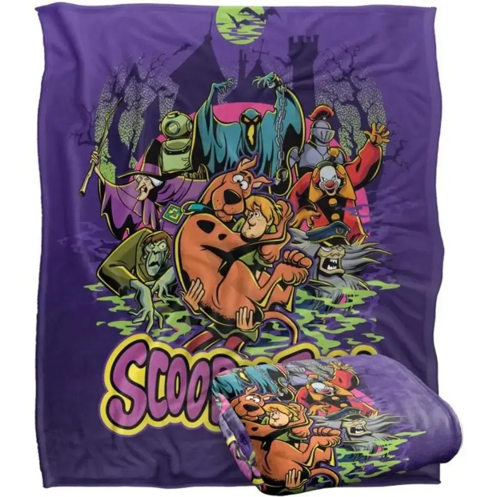 Scooby Doo Spooky Poster Scene Blanket Silky Touch Super Soft Throw for Halloween Christmas Gift Girls Bedroom Decor Cartoon Blanket Halloween and Christmas Gifts Applies to Super soft decorative sofa/sofa/bedroom 60*80,30*40(baby ),40*50(kids),50*60