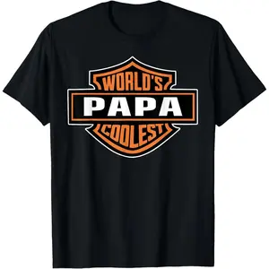 Mens World S Coolest Papa Best Dad On Fathers Day 100 Percent Cotton Casual Short Sleeve Round Neck T Shirt For Daily Wear