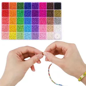 3mm Beads, 9600pcs Glass Seed Beads for Bracelets Making, Friendship Jewelry Making Kit with Colorful Small Bead and Elastic String, DIY Jewellery and Art Crafts, for Birthdays, Parties, Holidays