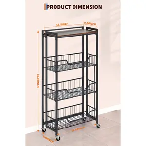 Large 4-layer folding storage cart - lockable casters, heavy-duty expandable kitchen storage rack, pre installed, capacity of 100 pounds, rolling practical shelves for storage rooms, garages, bathrooms