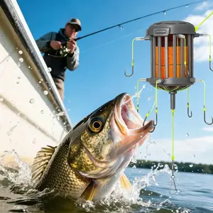 8 Hooks Anti-Snag Fishing Rig with Bait Cage – No Tangle Floating Setup for Big Fish Catch