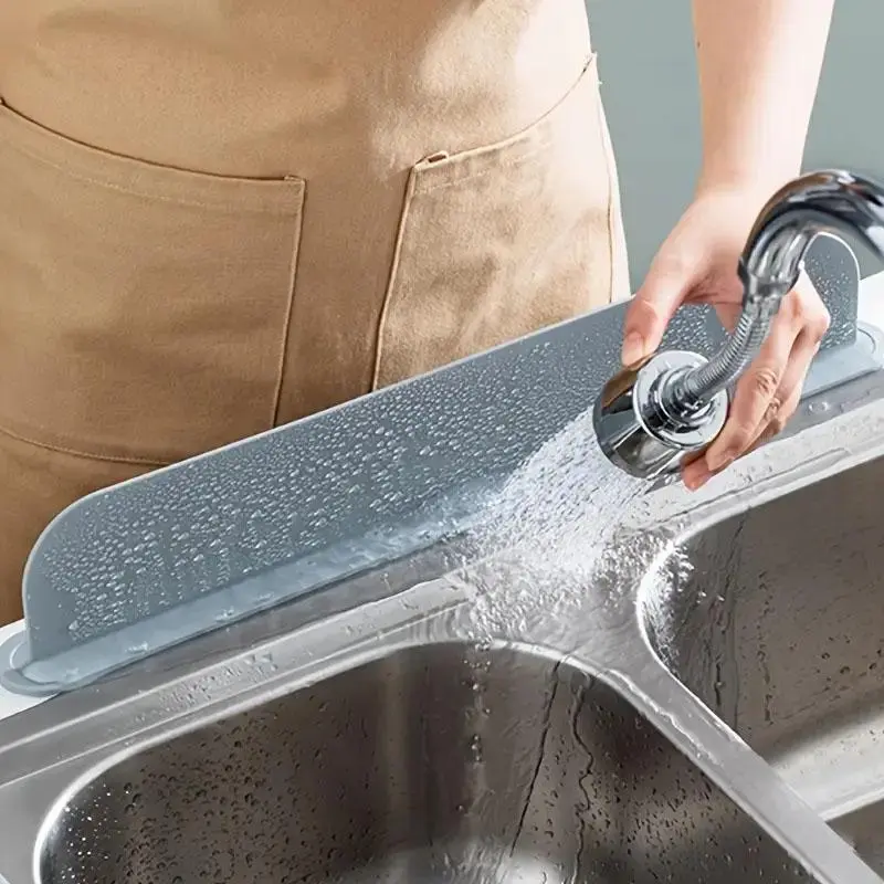 Silicone Sink Splatter Guard - BPA-Free Durable Self-Adhering Splash Proof Water Resistant Sink Protection, Easy Cleaning Home Care Accessory for Home Cooks' Countertops (Grey Summervibes)
