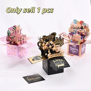 3D Pop-Up and Gold Birthday Card, Handmade Paper Sculpted Design, Handcrafted Quality, for Him or Her, Unique Party Gift Decoration, Versatile Gifting, Birthday Greeting Cards