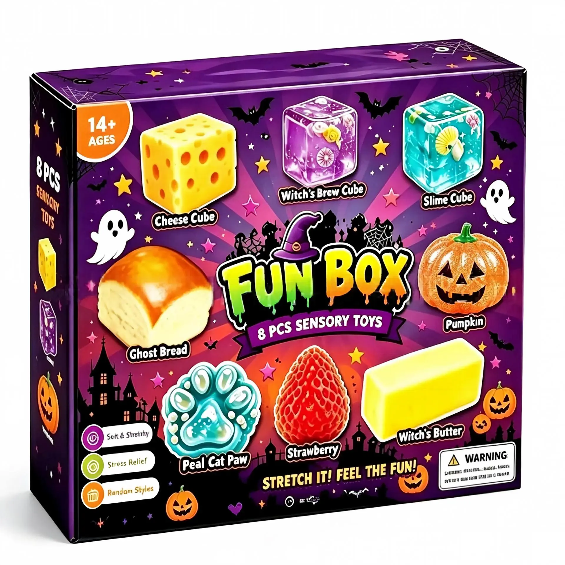 Halloween Slow-Rising Squeeze Sensory Fidget Bundle - Unisex Pumpkin & Ghost Squishy Toys, Stress Relief Party Gifts for 8+ Years Kids