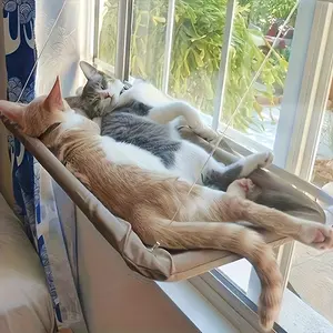 Cat Window Seat Hammock Bed, Comfortable Resting Space for Cats, Sturdy and Safe, Perfect for Sunbathing and Relaxing, Non-Slip Design