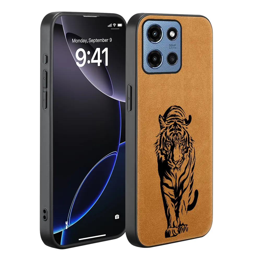 Luxury artificial leather phone case for MOTO G86 Power/G Power 2025 /G 2025 /G 5G 2024/G Play 2024 5G /G Stylus 5G /Edge 60 Pro/ Fusion,protective, Shockproof, high-quality,Fierce tiger, Accessories