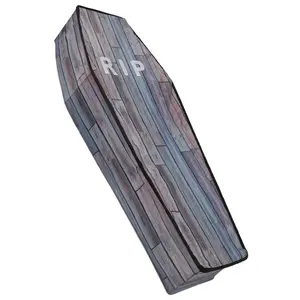 5 Foot Collapsible Wood Grain Look Coffin Decoration