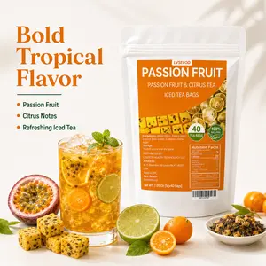 Kumquat Lemon Passion Fruit Tea Bags, Fruit Tea Blend with Kumquat, Passion Fruit, Lemon & Rock Sugar, 40 Iced Tea Bags, 7.05 oz, Refreshing Hot or Iced Fruit Tea for Daily Drinks