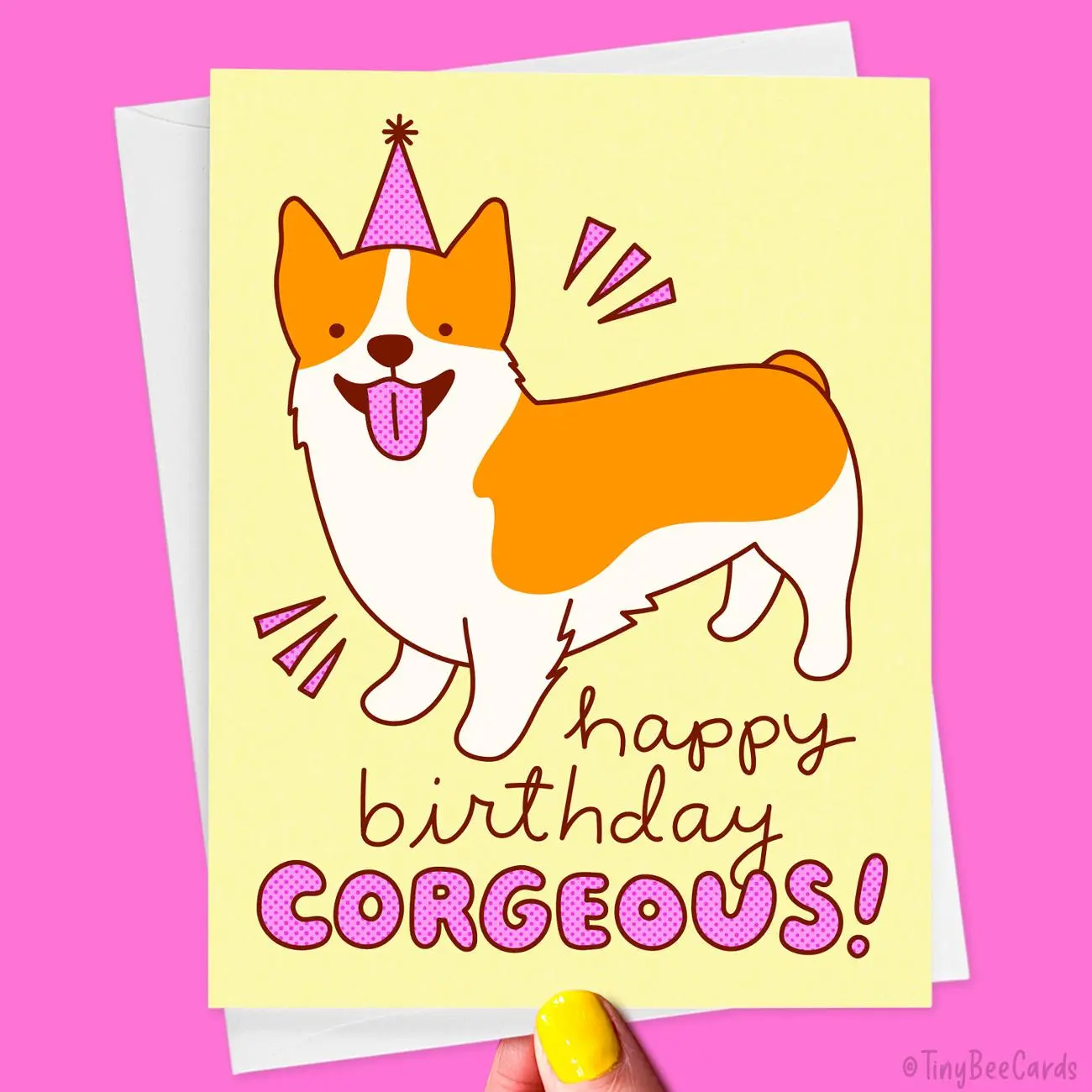 Corgi Dog Bday Card "Happy Birthday Corgeous!"
