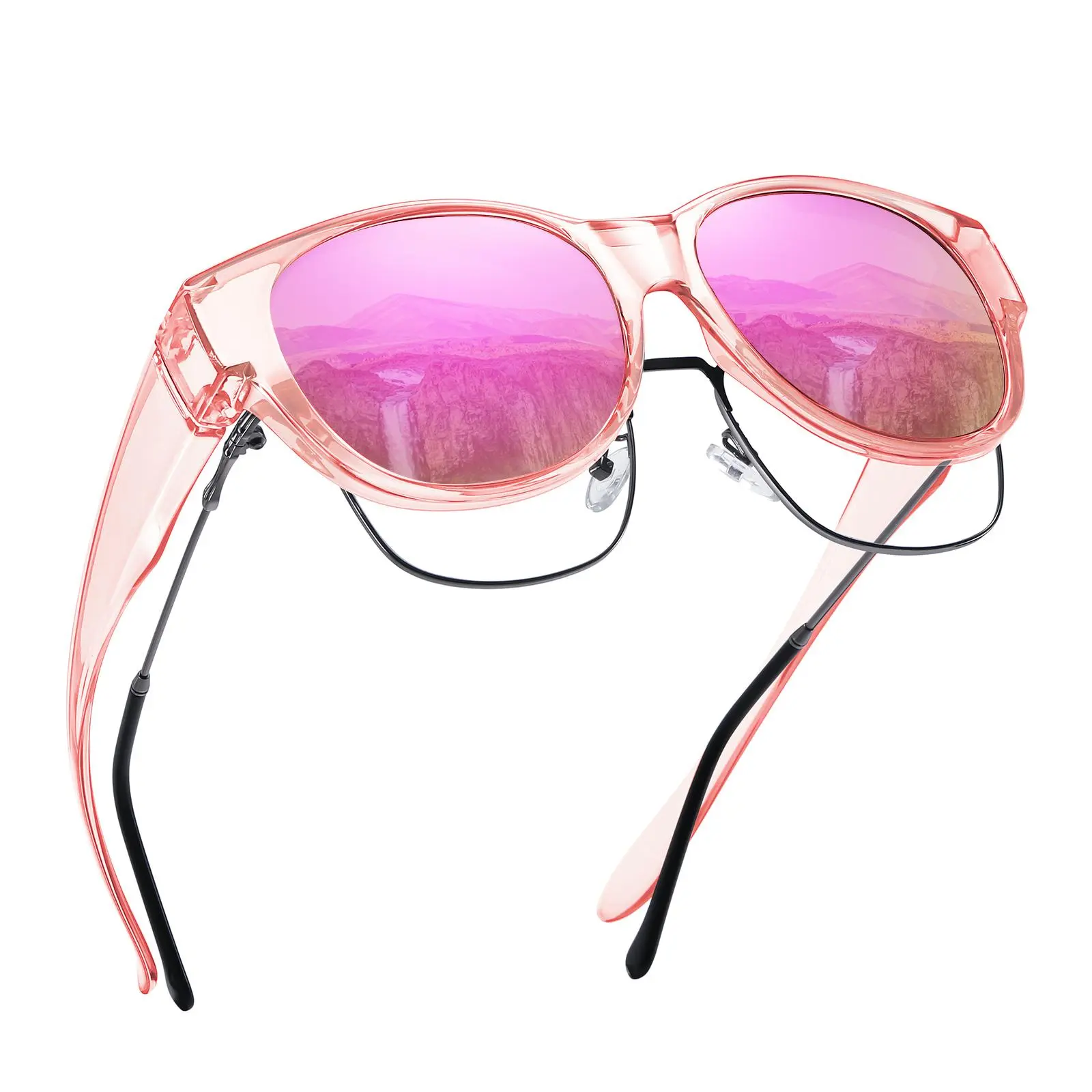 Unisex Fit Over Glasses Polarized Sunglasses, Stylish Cat Eye Design, 100% UV Protection Lens, Fashionable Stylish Shades, Modern Trendy Accessory for Daily Use, Fashionable Sunglasses, Modern Trendy Sunglasses