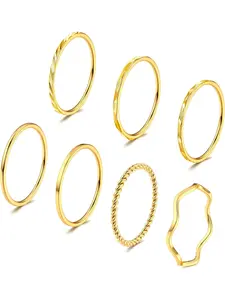 7 Pcs 1mm Stainless Steel Rings for Women Men, Fashion Simple Plain Stackable Ring Set, Size 5-11 Silver Color Thin Knuckle Bands, Stacking Ring Set