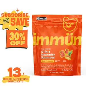 Immün 13-in-1 Immunity Gummies (Sour Pineapple): Daily immune defense supplement with 13 clinically studied ingredients: Vitamin C, D3, Zinc, Ashwagandha KSM-66, Elderberry, Prebiotics, Adaptogens, Gluten Free, Vegan, Third Party Tested