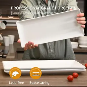 Ceramic Serving Platters Set of 3, White Rectangular Plates Set, 14" Large Serving Trays, Porcelain Serving Dishes, Party Platters for Dessert, Buffet, Snack, Steak, Fruit Peace Sturdy dinner ware stoneware tiktok