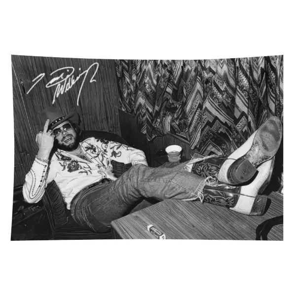 Hank William Jr. Signature Peach Tapestry, Home Decor for Living Rooms, Bedrooms, Room Decor for Teenagers school dormitory