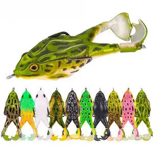 9cm 13.6g Floating Topwater Fishing Lure, Realistic Frog Whopper Plopper with Double Spiral Legs, Soft Frog Lure for Freshwater Fishing