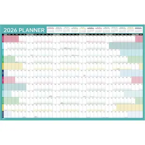 2026 Yearly Wall Calendar - 2026 Wall Calendar, Jan. 2026 - Dec. 2026, 2026 Yearly Calendar with Julian Dates, Thick Paper, Round Sticks, 34.9" x 23.1"(Open) - Colorful