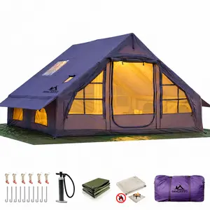 Senleeto 8-10 Person Inflatable Cabin Tent, 4 Season Waterproof Glamping House with Stove Jack, Canopy and Bug-Proof Carpa Inflable