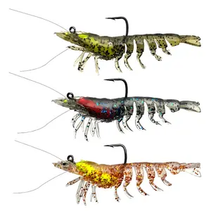 3pcs Pre-Rigged Fishing Lures, Soft TPE Baits,Shrimps Lure Super Durable TPE Swimbaits for More Bite, Well-Made Premium Fishing Gifts for Bass Crappie Trout Walleye, Saltwater Freshwater Baits Keep Separately