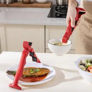 3-in-1 Heat-Resistant Bowl & Plate Gripper, Compact Safe Kitchen Utensil for Hot Dishes & Cookware, Specialty Kitchen Gadget for Outdoor Use