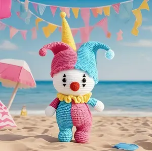 Warm Handicrafts Limited Edition Hand-Knitted Clown Companion - Joyful Protection & Unique Art Piece for Your Collection from China