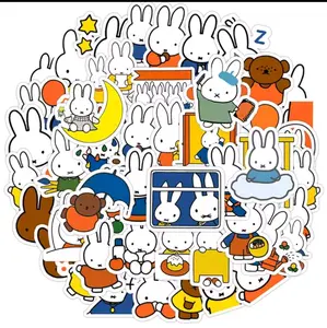 Miffyy Stickers 50 Pcs Set - Cartoon Rabbit DIY Fashion Waterproof Doodle Decals Stickers for Laptops, Water Bottles, and Notebooks