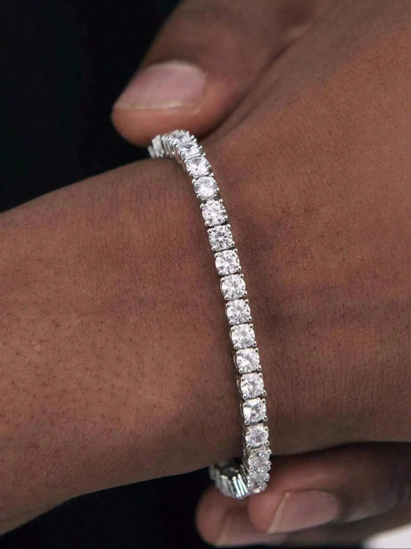 Luxury Shiny Zircon Tennis Bracelet for Men, Daily Wear Couple Bracelet, Elegant Square Crystal Design, Perfect Gift Idea, Cubic Zirconia Bracelet, Sparkling zircon bracelet, Sparkling Zircons Bracelets
