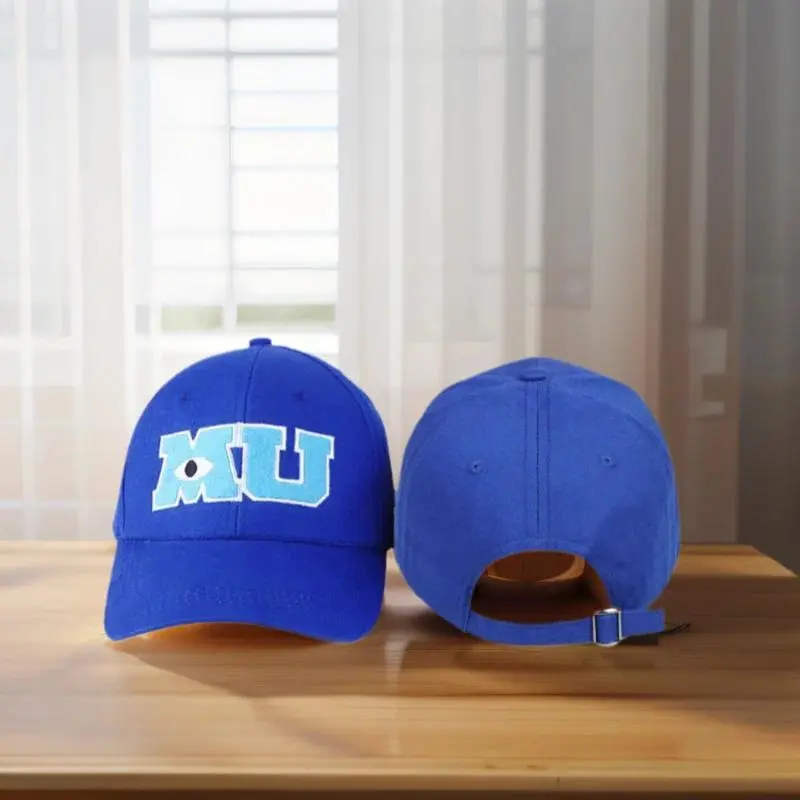 Unisex Cotton Snapback Hat - High-Quality Monster University Embroidered Logo, Blue Hip Hop Sun Hat, Snapback Fit, 1 Size for Adults, Casual Wear Accessory