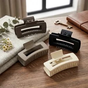 Fashion 4Pcs Women's Solid Color Large Square Hair Claws Sturdy Clips for Thick Hair with Secure Hold Elegant Durable Design for Party and Daily Use 10.50cm/4.13inch