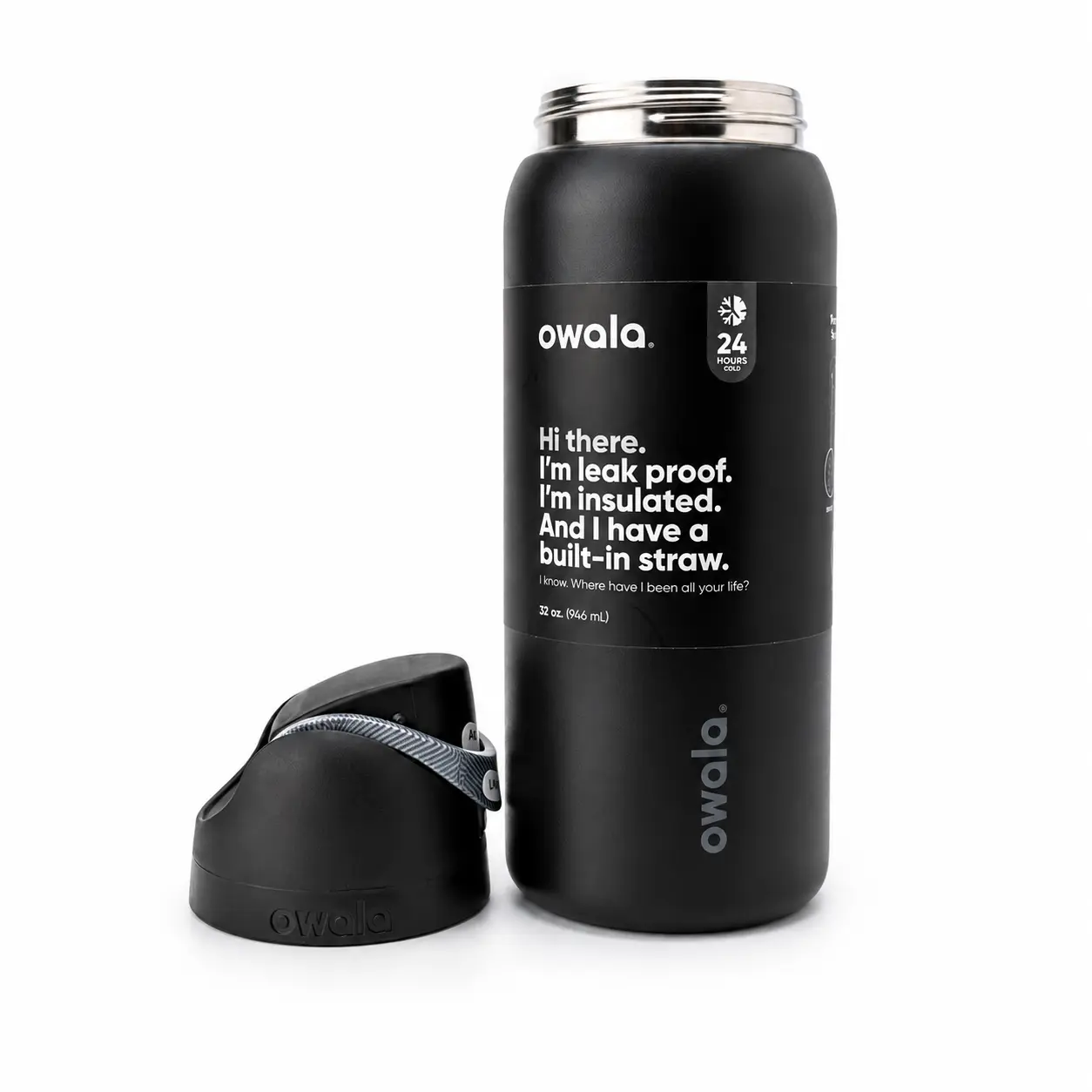 Owala 32 oz. Insulated Leak-Proof Flask - Portable Beverage Bottle with Built-In Straw, 24-Hour Temperature Retention, Bottled Hydration Mug for On-the-Go Use