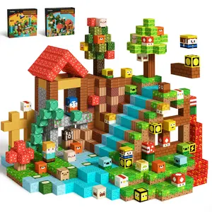 GobiDex 100PCS STEM Game-based Build My Own Villages Magnetic Blocks Toys Bricks for Kids Ages 3-12 Creative Building Set with Anime Design