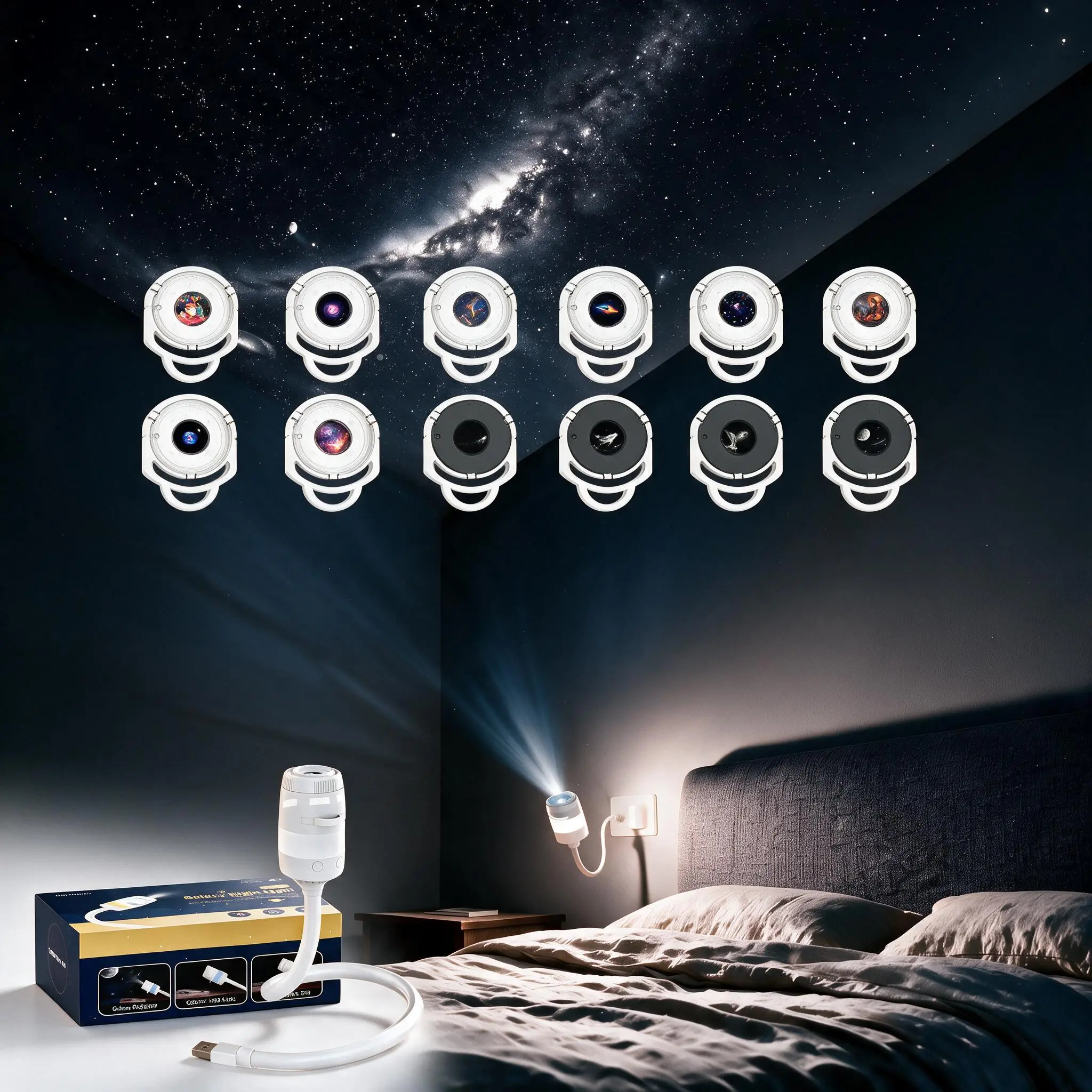 Galaxy Projector 2-in-1 Starry Sky Projector, Galaxy Star Projector Starry Projector Light, Galaxy Dual-Mode Night Light, Galaxy Projector USB Back to School Dorm Room Essentials Romantic Gift for Couples Kids Room Nursery Decor Halloween Spooky Night