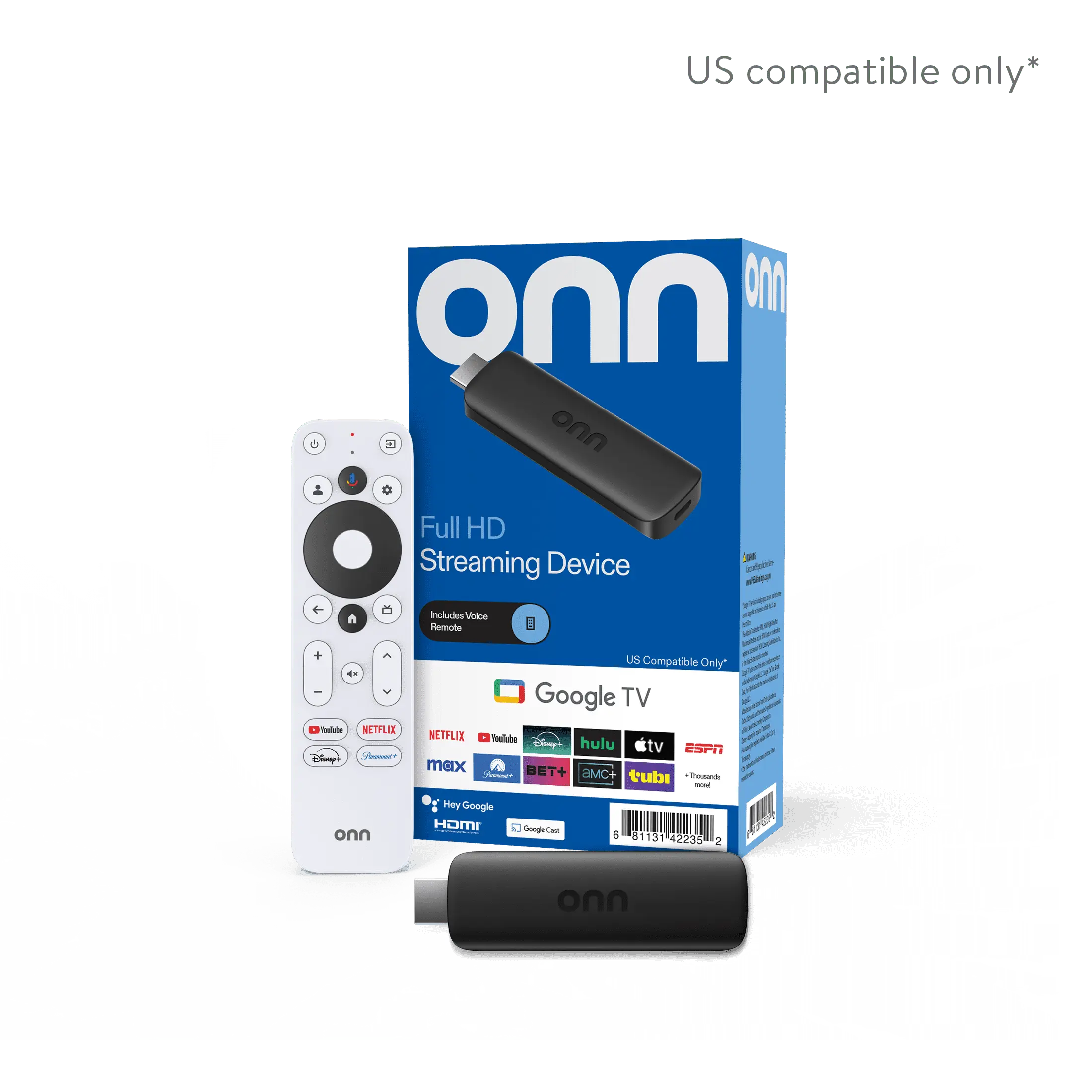 onn Full HD Streaming Device, Google TV - Fast Streaming, 8GB Storage, 1.5GB RAM, Remote with Voice Control