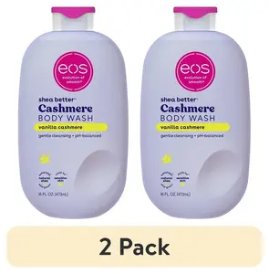 (2 Pack) Eos Shea Better Vanilla Cashmere Body Wash - Vanilla Cashmere, Creamy Gel Formula, Hyrdration for Dry Skin, 16 Fl Oz EOS