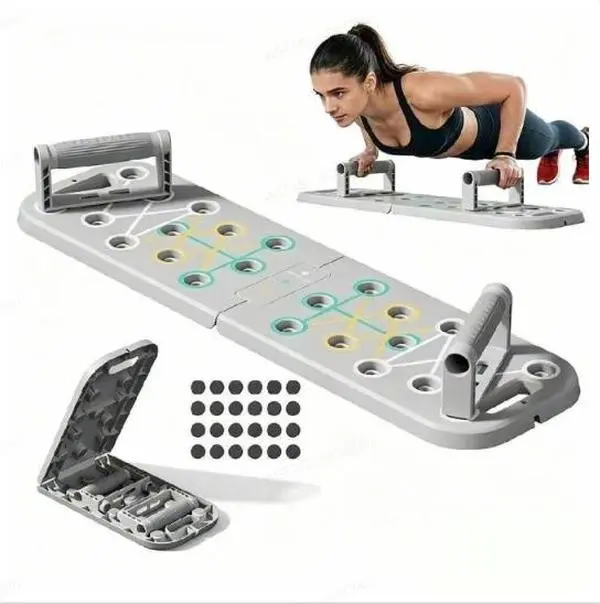 Foldable Portable Push Up Board with Resistance Bands, Home Gym Equipment for Full Body Workout, Strength Training for Men & Women
