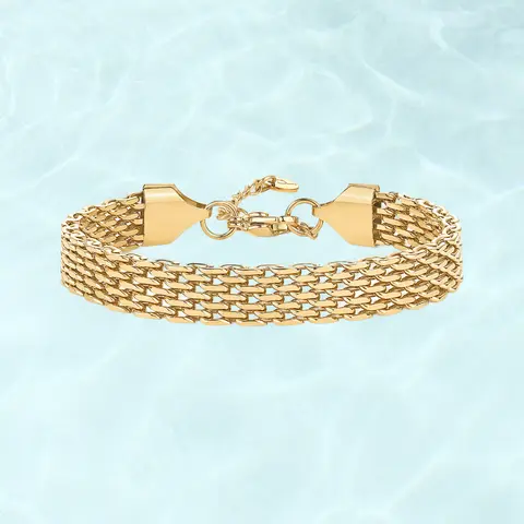PAVOI Waterproof Chunky Chain Bracelet for Women - 14K Gold Plated Trendy Adjustable Chain Bracelet - Lightweight Stainless Steel Jewelry