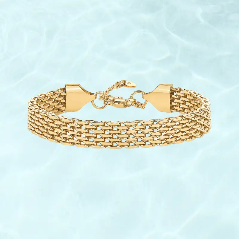 PAVOI Waterproof Chunky Chain Bracelet for Women - 14K Gold Plated Trendy Adjustable Chain Bracelet - Lightweight Stainless Steel Jewelry
