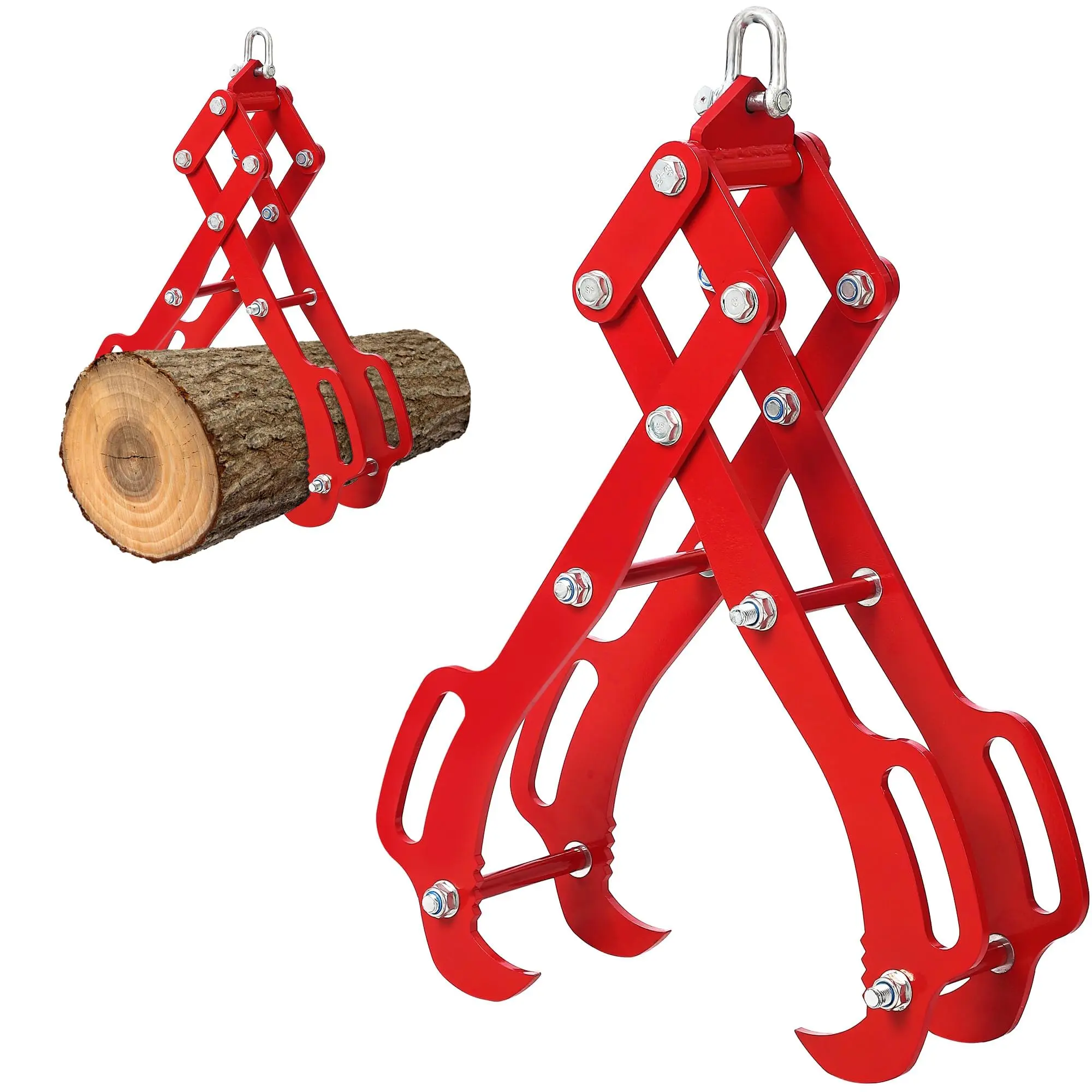 28 inches Heavy Steel 4-Claw Log Lifting Tongs, Heavy Duty Log Splitter Accessory with 360° Swivel Pivot, Adjustable Jaw, Durable Construction, Secure Grip, Tractor & Skidder Compatible for Landscaping Lifting, No