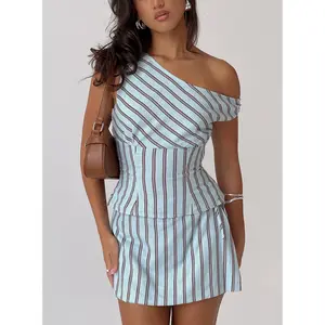 Del Rio Off The Shoulder Top Blue / Maroon