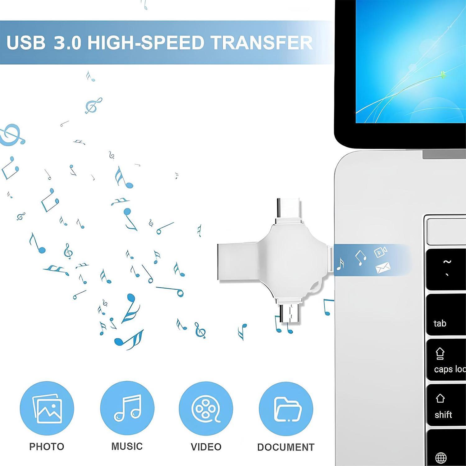 2TB USB Flash Drive,4 in 1 High Speed USB 3.0 Memory Stick,Thumb Drive,USB flash drive for iPhone iPad,External Storage for iPad,Android Phones,PC and More Devices,Memory stick storage for photo and video backup