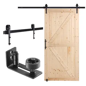 VEVOR Barn Door and Hardware Kit,  42" x 84" Wood Sliding Barn Door, Smoothly and Quietly, Barn Door Kit with 8-in-1 Floor Guide and Door Handle, Spruce Wood Panelled Slab, Easy to Install