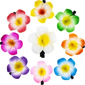 36 Pack Hawaiian Flower Hair Clips Plumeria Foam Hair Clips Artificial Frangipani Tropical Flower Hairpin for Bridal Wedding Luau Beach Tropical Vacation Party Decorations (5 cm/ 1.97 inch)