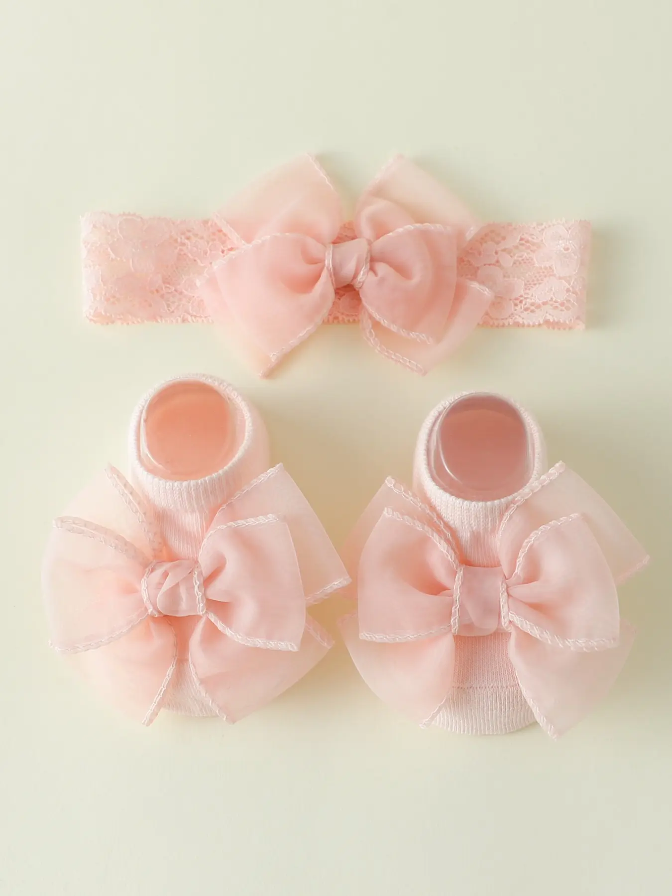 Baby Girl Cute Newborn Bow Hairband and Socks Set, Full Moon Ceremony, Infant Accessories, Elegant Baby Dress-Up Kit, Infant Bows
