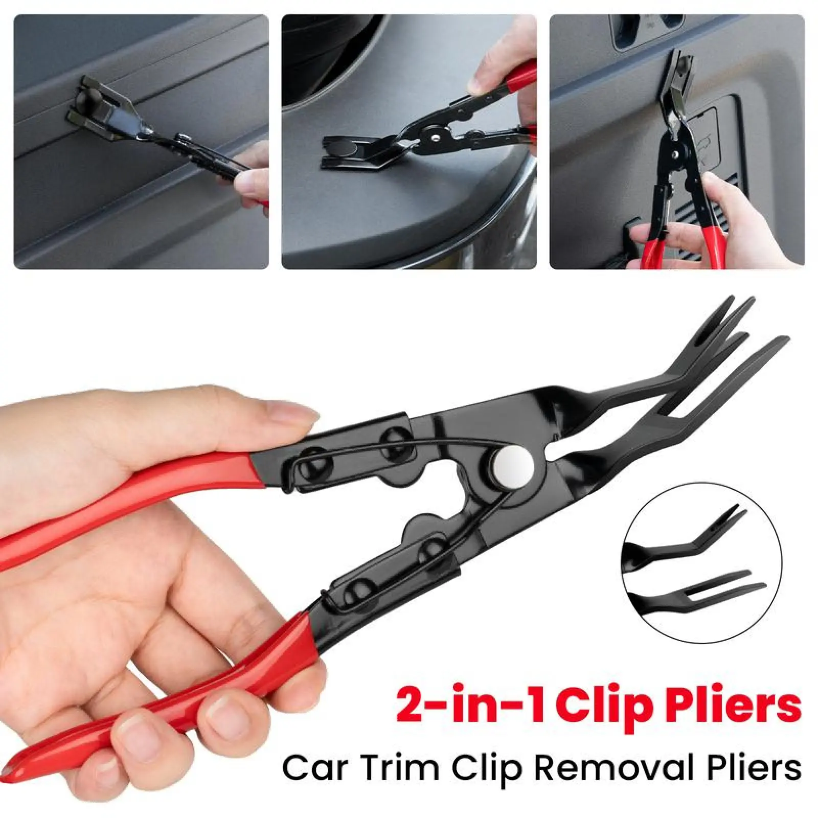 2-in-1 Clip Pliers,Automotive Push Pin Panel Clip Removal Pliers, Fuel Pipe Fastener Removal Tool, Auto Trim Removal Tool Kit,Pry Tool Set