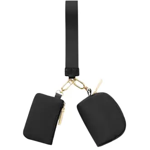 Mini Zip Around Wristlet keychain Wallet for Women Dual Pouch Wristlet Portable wallet Coin Purse Mini Women Coin Pocket