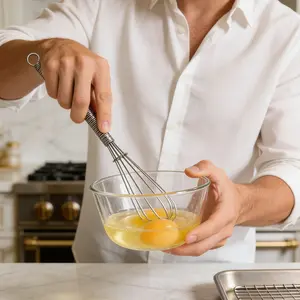 Stainless Steel Egg Beater, Durable Manual Mixer, Multifunctional Baking Whisk, Balloon Shape, Ideal for Home Bakers, Cooking Essential, Kitchen Gadgets, Utensils, Baking Supplies